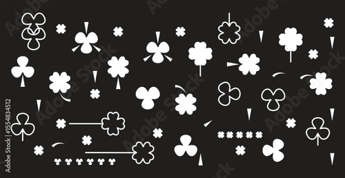 four leaf green clover leaf in shape of heart, an attribute to St. Patrick's day, abstract clover vector illustration isolated