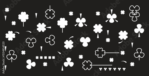 four leaf green clover leaf in shape of heart, an attribute to St. Patrick's day, abstract clover vector illustration isolated