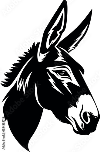 Black and White donkey Head – Minimalist Line Art Vector Illustration for Logo or Print Design