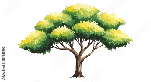 Colorful watercolor tree illustration