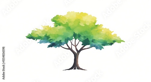 Colorful watercolor tree illustration