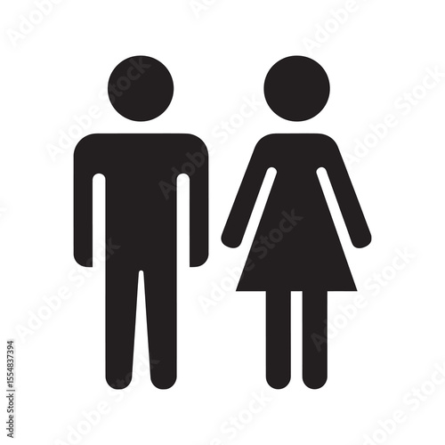 Restroom sign icon with male and female symbols for public toilet location wc or bathroom sign for men and women in a building or facility vector solid glyph icon