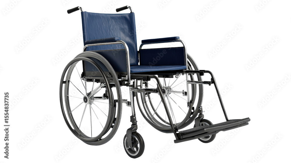 Fototapeta premium Wheelchair, folded and portable, Transparent background, PNG file