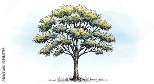 Detailed drawing of isolated tree