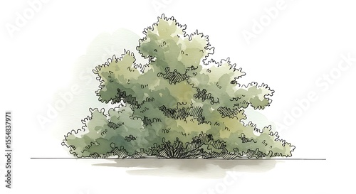 Detailed green shrub illustration