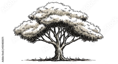 Detailed monochrome tree drawing
