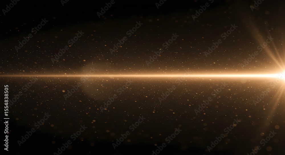 Obraz premium Golden light, Light rays, Light beam, Golden Light Rays and Dust Particles on Black Background