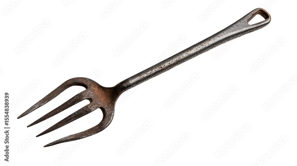 Small garden fork with three metal prongs Transparent background, PNG file Small garden fork with three metal prongs Transparent background, PNG file