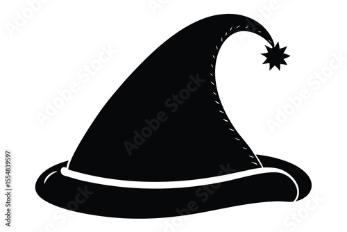 Black silhouette of a classic elf hat with a pom 
