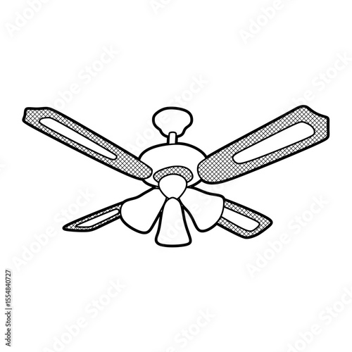ceiling fan line art simple black white
