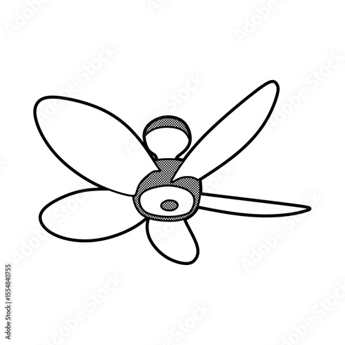five large propeller hanging fan simple vector