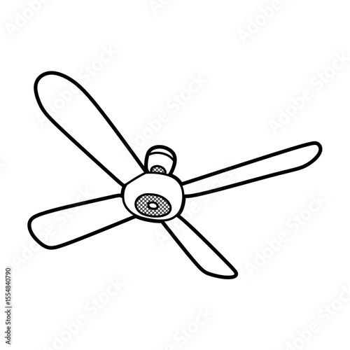 five long propeller hanging fan black and white line art