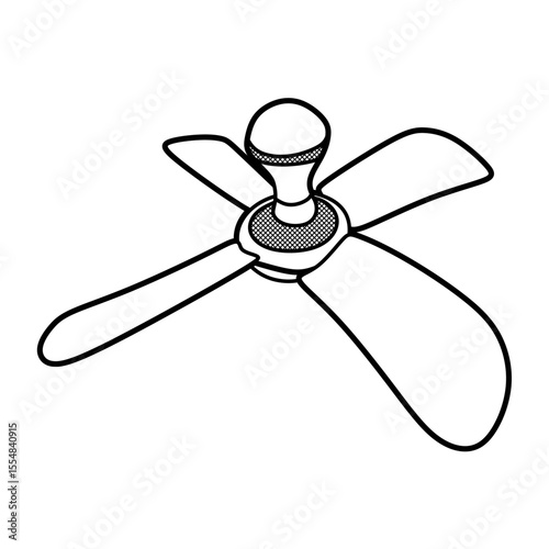 hanging fan top view black and white vector