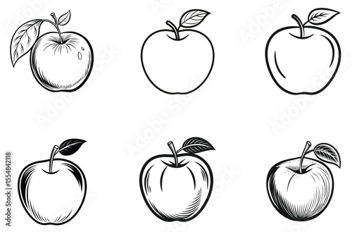 6 Apple vector icon set illustration on white background