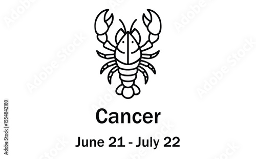 Cancer Zodiac Sign – Dates and Crab Symbol
Cancer Horoscope Icon – June 21 to July 22
Astrology Sign Cancer with Crab Illustration
Cancer Star Sign – Water Element Representation