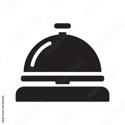 Hotel service bell icon for front desk reception and concierge call alert button for customer assistance and getting attention in a lobby vector solid glyph icon