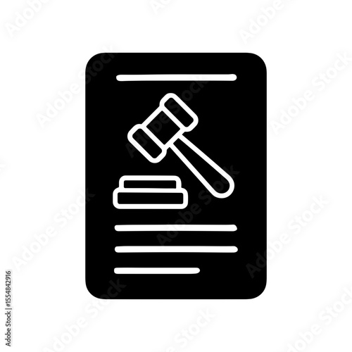 Legal ruling document icon with gavel symbolizing court decision – filled version