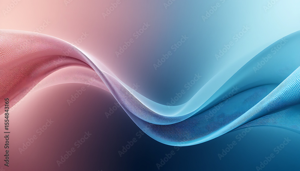 Obraz premium Abstract waves of pink and blue fabric flowing smoothly in a gentle and calming motion design