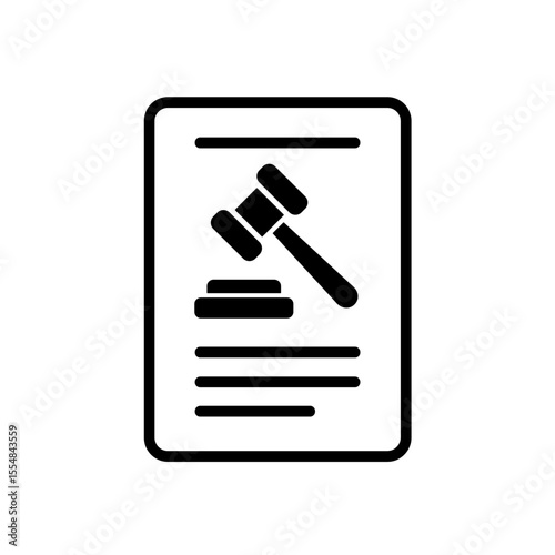 Legal ruling document icon with gavel symbolizing court decision – outline version