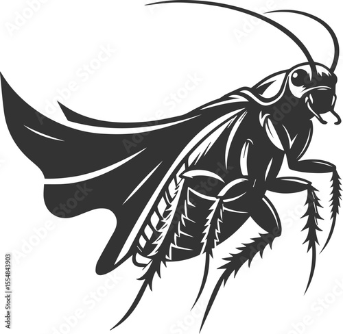 Black cockroach insect vector silhouette illustration