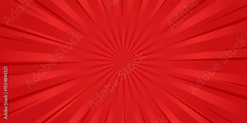 Red comic sunburst effect background with halftone. pop art comic-style vector background. Suitable for templates, sale banners, events, ads, web and pages