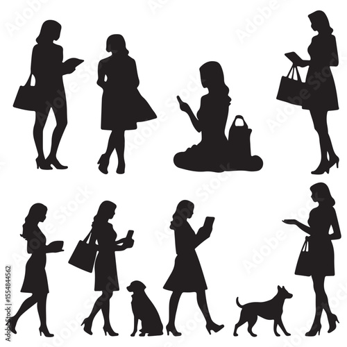 Daily Life Woman Silhouette Icons