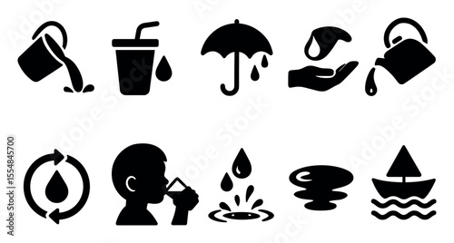 Emoticon solid icon set: expressive faces, mood, emoji, chat symbols collection