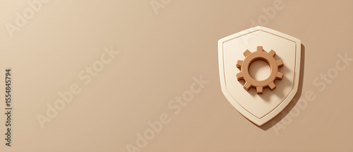Modern office space graphic art gear and shield in innovative security design