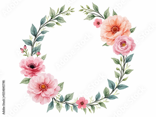 Floral Wreath Vector Frame Illustration