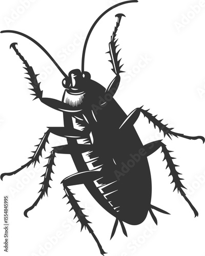 Black cockroach insect vector silhouette illustration
