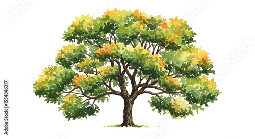 Vibrant watercolor tree illustration