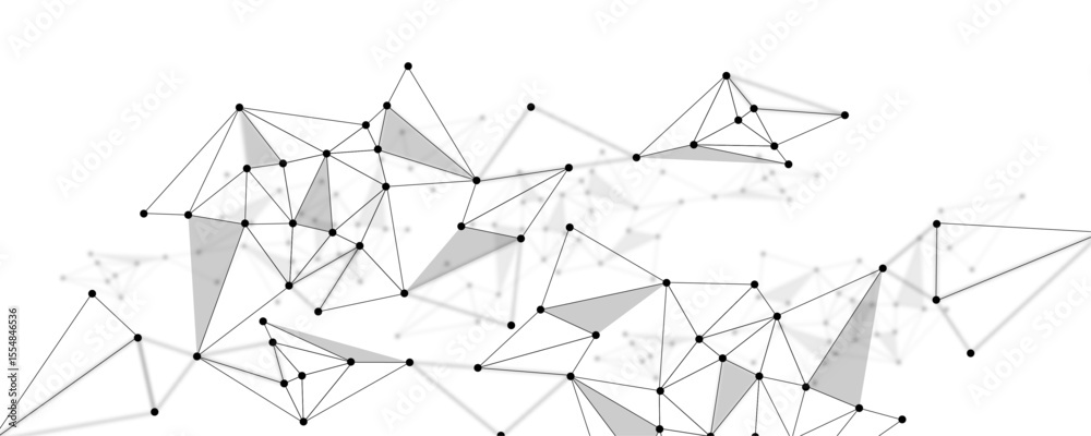 Fototapeta premium Abstract technology futuristic polygonal network structure mesh background. Geometric connected dots and lines communication network background.