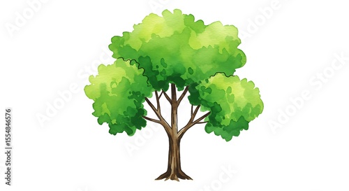 Watercolor illustration of a single tree