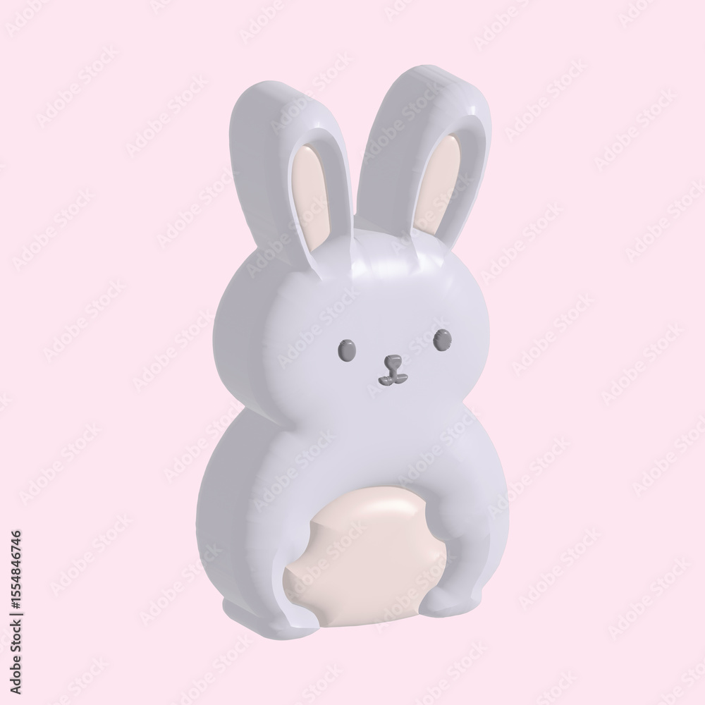 Fototapeta premium Adorable Pastel 3D Rabbit Character