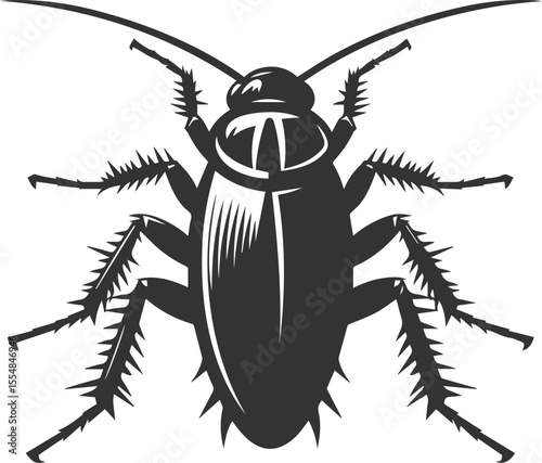 Black cockroach insect vector silhouette illustration