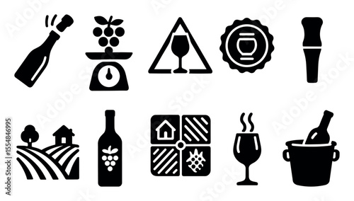 Hand gesture silhouette icon set. touch, tap, click icons in silhouette style