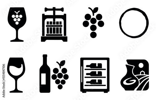 Pest control silhouette icon set. insects, chemicals, caution signs in silhouette style
