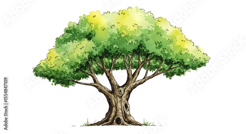 Watercolor style tree illustration