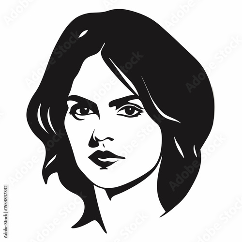 Portrait of a girl woman face hair beauty fashion vector illustration silhouette glamour style