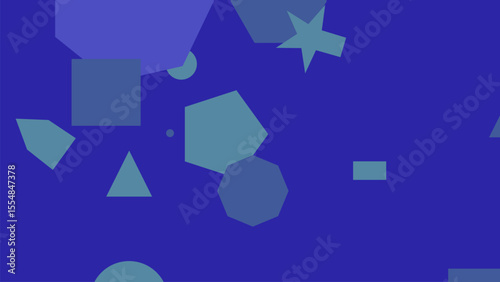 Abstract Geometric Shapes, Blue and Teal