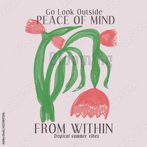 Tropical summer flowers in watercolor painting vibes hand drawing. girls flowers graphics in vector. t shirt tops graphic tee.