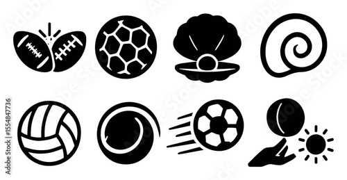 Water sports, cruising solid icon set. nautical, leisure symbols collection