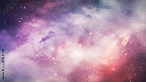 Vibrant cosmic nebula with swirling colors and twinkling stars in a vast galaxy backdrop