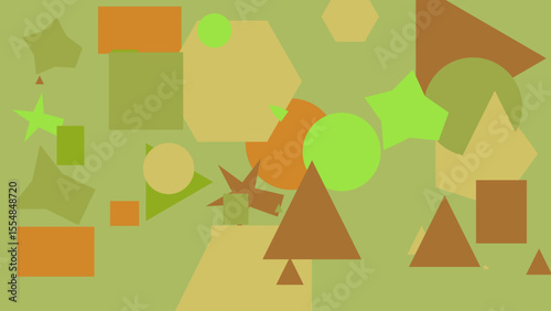 Abstract Geometric Shapes in Green and Orange