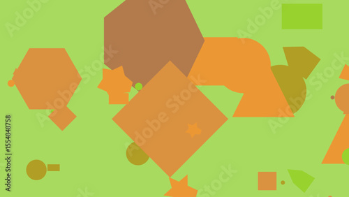 Abstract Geometric Green and Orange Shapes