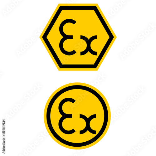 Anti-deflagration symbol sign hexagonal and circular