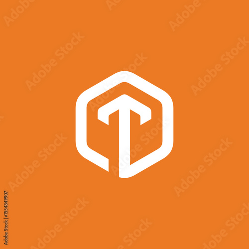 Hexagon Letter T Logo design vector template
