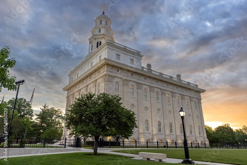 Nauvoo temple with clouds