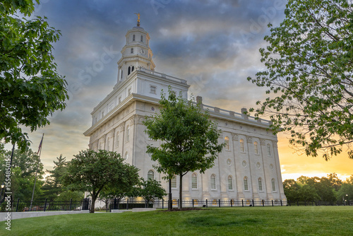 Nauvoo temple with clouds