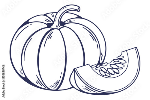 Minimal Pumpkin Line Art Icon